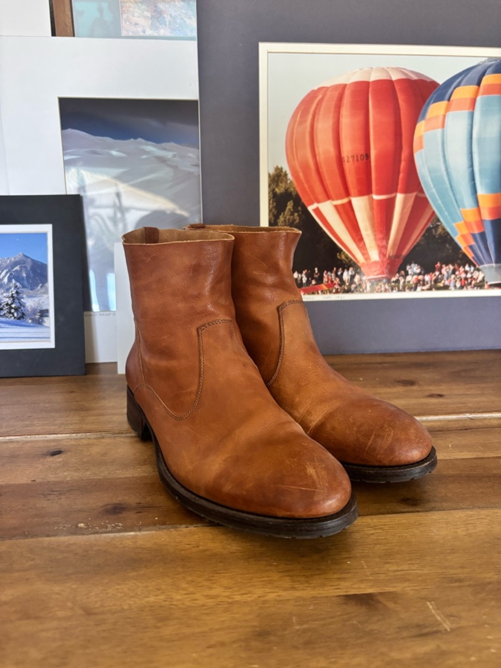 n.d.c made by hand | Women's Tan Leather Ankle Booties (W 38.5)
